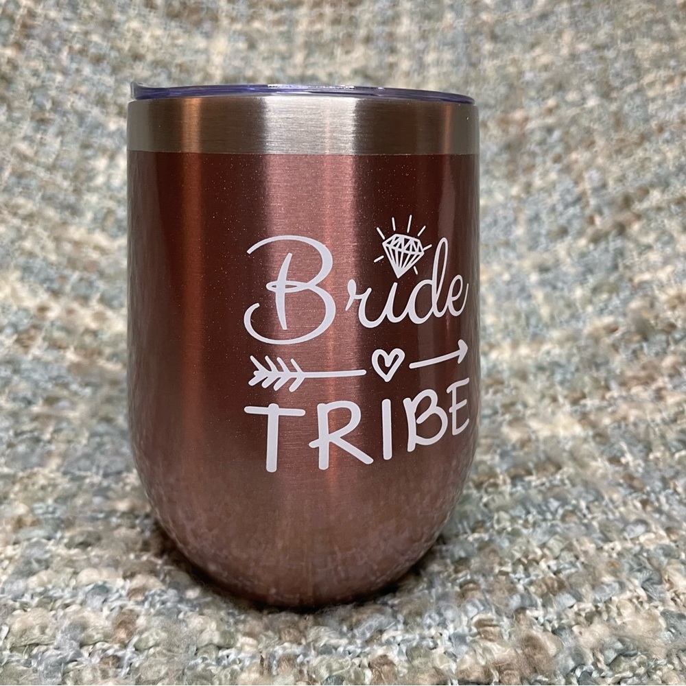 Brand New - 12 oz Bride Tribe Stainless Steel Spill Proof Wine Tumblers (3 Pack) - Picture 2 of 5